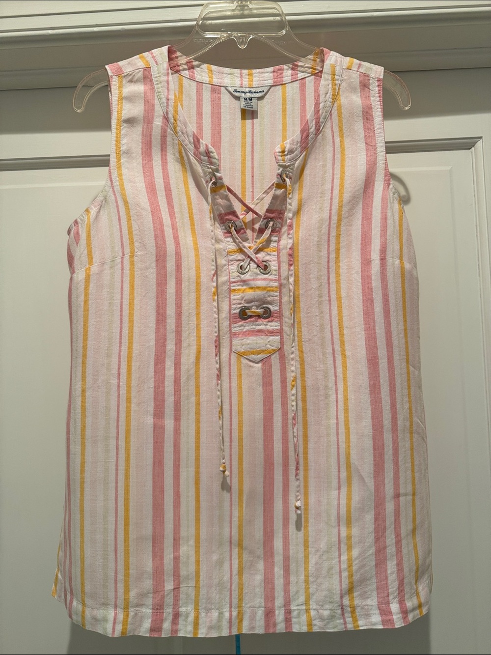 Tommy Bahama "Vitamin Sea" Striped Sleeveless Linen Tunic Top - Size M